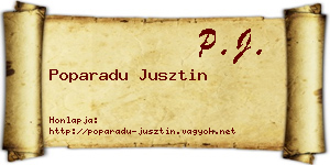 Poparadu Jusztin névjegykártya